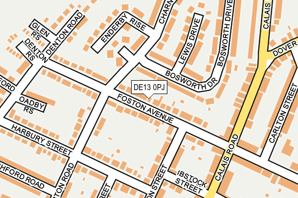 DE13 0PJ map - OS OpenMap – Local (Ordnance Survey)
