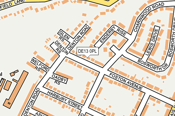 DE13 0PL map - OS OpenMap – Local (Ordnance Survey)