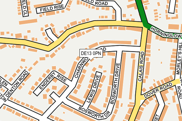 DE13 0PN map - OS OpenMap – Local (Ordnance Survey)