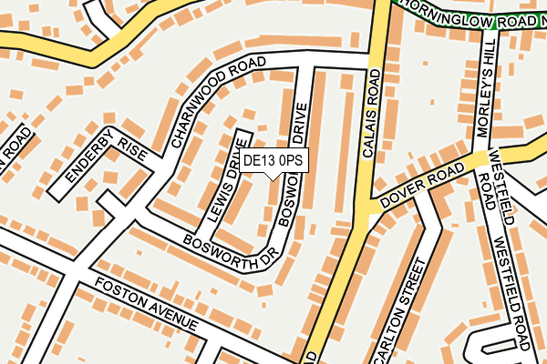 DE13 0PS map - OS OpenMap – Local (Ordnance Survey)