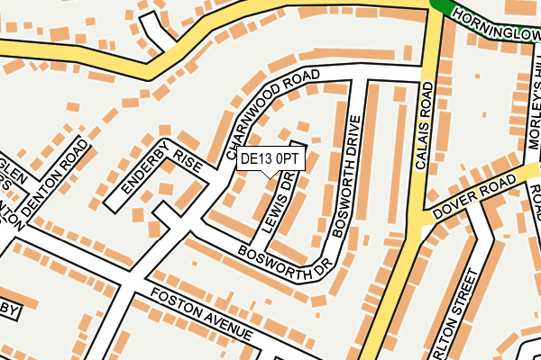DE13 0PT map - OS OpenMap – Local (Ordnance Survey)