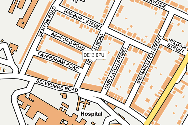 DE13 0PU map - OS OpenMap – Local (Ordnance Survey)