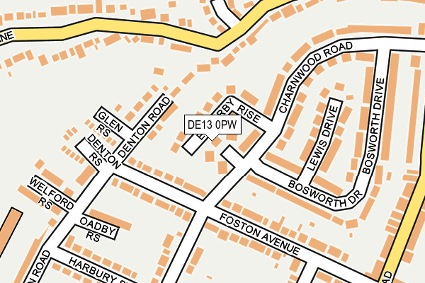 DE13 0PW map - OS OpenMap – Local (Ordnance Survey)