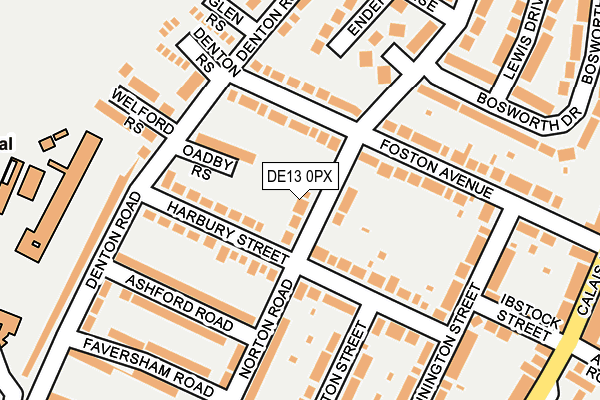 DE13 0PX map - OS OpenMap – Local (Ordnance Survey)