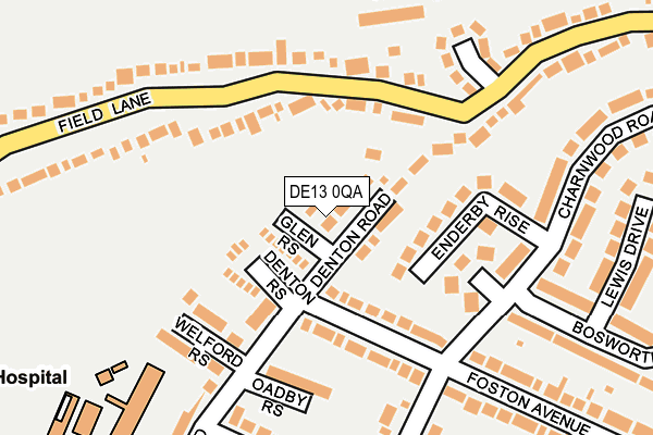 DE13 0QA map - OS OpenMap – Local (Ordnance Survey)