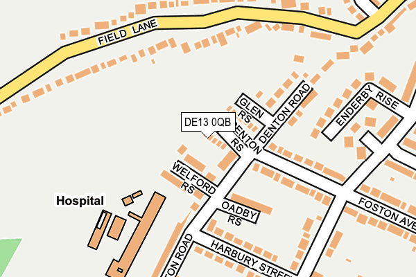 DE13 0QB map - OS OpenMap – Local (Ordnance Survey)