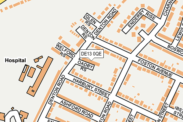 DE13 0QE map - OS OpenMap – Local (Ordnance Survey)
