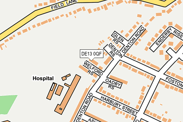 DE13 0QF map - OS OpenMap – Local (Ordnance Survey)