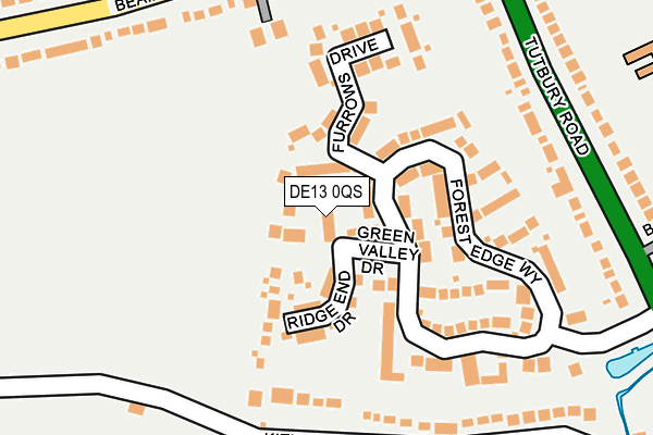 DE13 0QS map - OS OpenMap – Local (Ordnance Survey)
