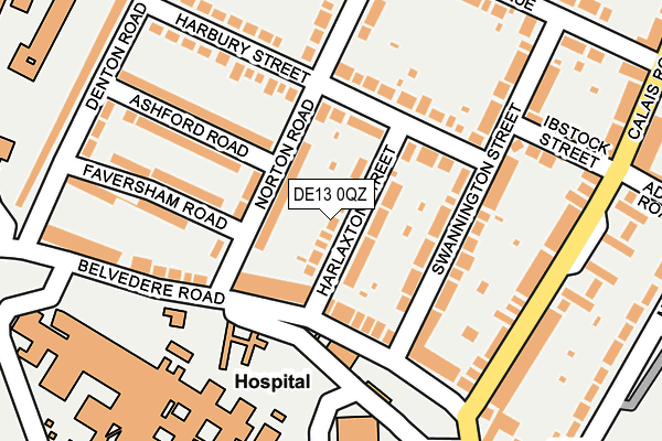 DE13 0QZ map - OS OpenMap – Local (Ordnance Survey)