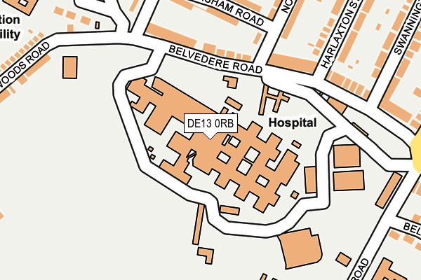 DE13 0RB map - OS OpenMap – Local (Ordnance Survey)