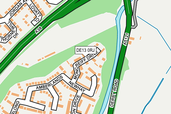 DE13 0RJ map - OS OpenMap – Local (Ordnance Survey)
