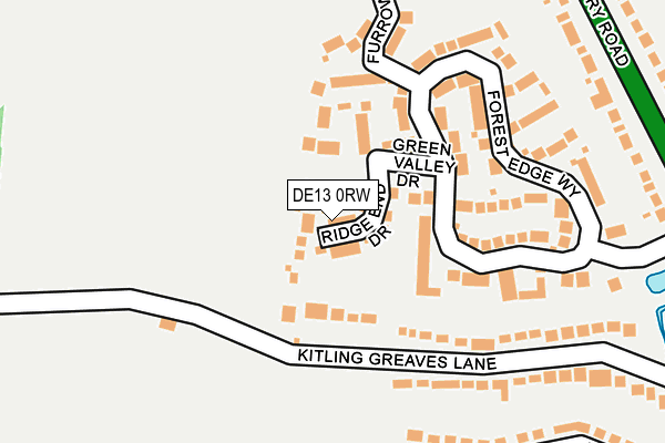 DE13 0RW map - OS OpenMap – Local (Ordnance Survey)