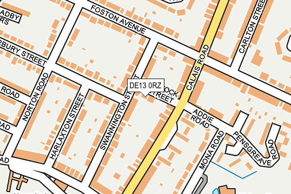 DE13 0RZ map - OS OpenMap – Local (Ordnance Survey)