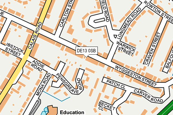 DE13 0SB map - OS OpenMap – Local (Ordnance Survey)