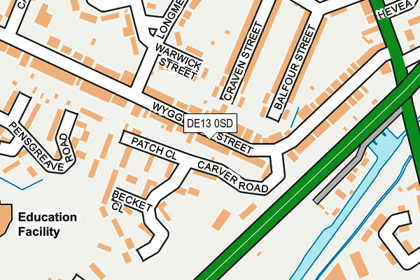 DE13 0SD map - OS OpenMap – Local (Ordnance Survey)
