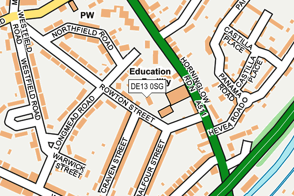 DE13 0SG map - OS OpenMap – Local (Ordnance Survey)