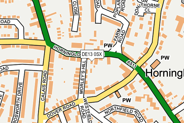 DE13 0SX map - OS OpenMap – Local (Ordnance Survey)