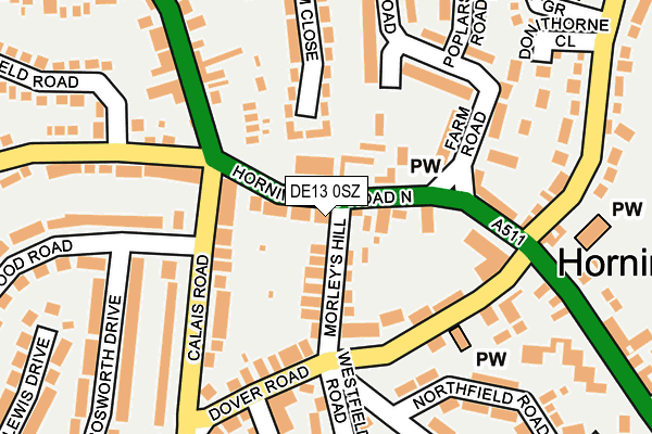 DE13 0SZ map - OS OpenMap – Local (Ordnance Survey)
