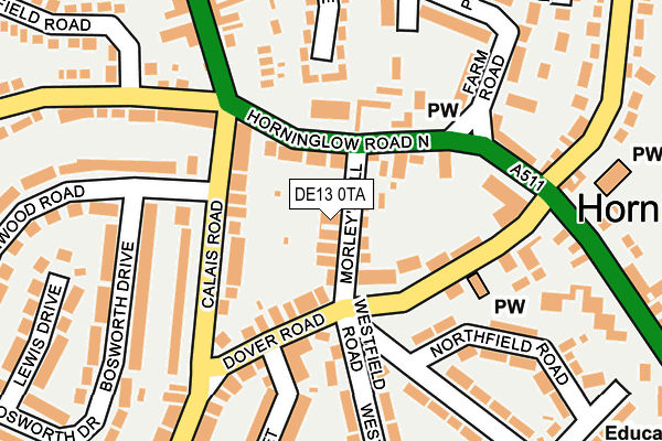 DE13 0TA map - OS OpenMap – Local (Ordnance Survey)