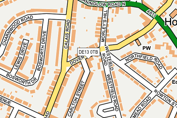 DE13 0TB map - OS OpenMap – Local (Ordnance Survey)