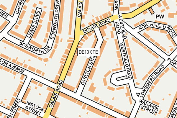 DE13 0TE map - OS OpenMap – Local (Ordnance Survey)