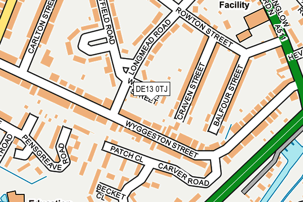 DE13 0TJ map - OS OpenMap – Local (Ordnance Survey)