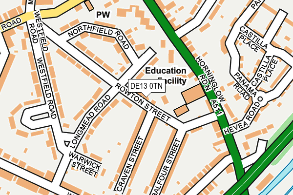 DE13 0TN map - OS OpenMap – Local (Ordnance Survey)