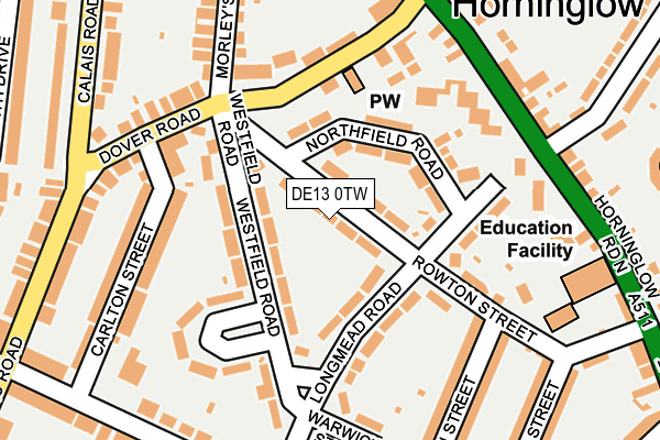 DE13 0TW map - OS OpenMap – Local (Ordnance Survey)