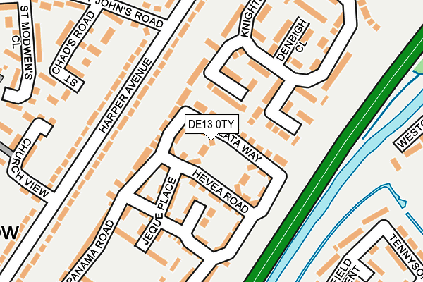 DE13 0TY map - OS OpenMap – Local (Ordnance Survey)