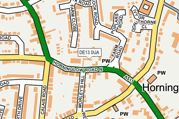 DE13 0UA map - OS OpenMap – Local (Ordnance Survey)