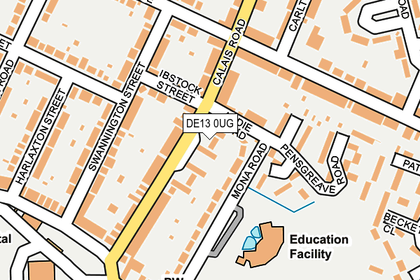 DE13 0UG map - OS OpenMap – Local (Ordnance Survey)