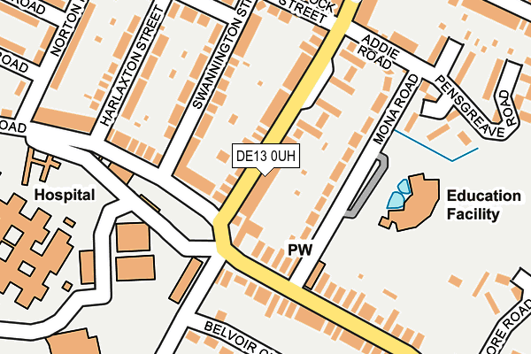 DE13 0UH map - OS OpenMap – Local (Ordnance Survey)