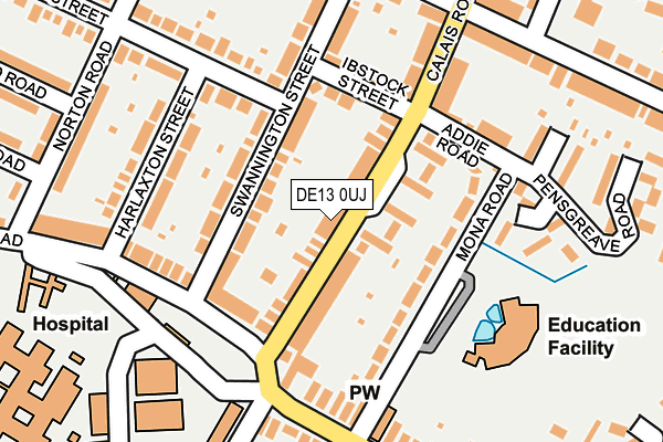 DE13 0UJ map - OS OpenMap – Local (Ordnance Survey)