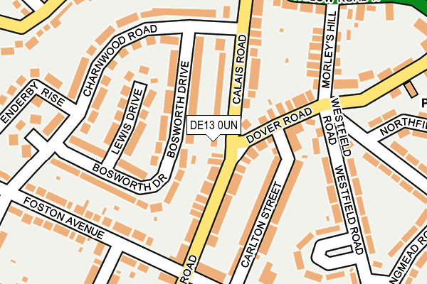 DE13 0UN map - OS OpenMap – Local (Ordnance Survey)