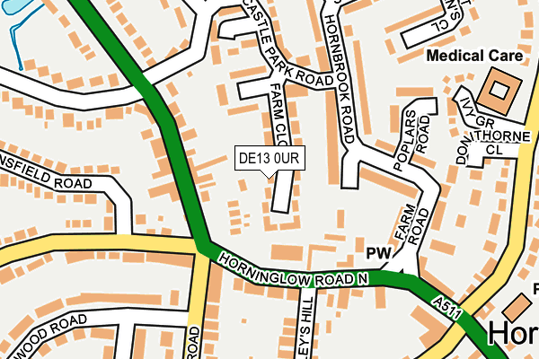 DE13 0UR map - OS OpenMap – Local (Ordnance Survey)
