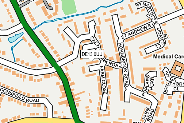 DE13 0UU map - OS OpenMap – Local (Ordnance Survey)