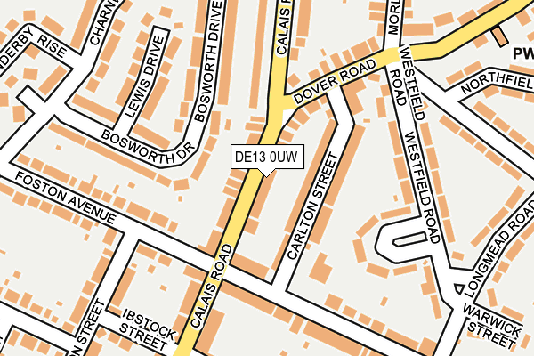 DE13 0UW map - OS OpenMap – Local (Ordnance Survey)