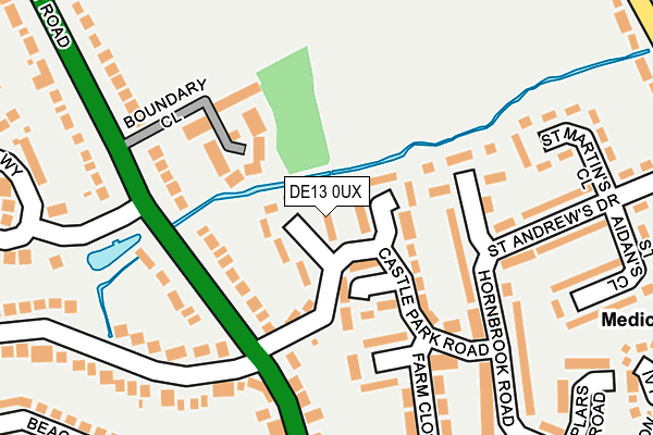 DE13 0UX map - OS OpenMap – Local (Ordnance Survey)