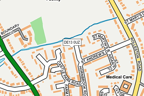 DE13 0UZ map - OS OpenMap – Local (Ordnance Survey)