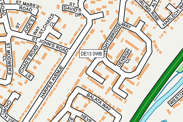 DE13 0WB map - OS OpenMap – Local (Ordnance Survey)