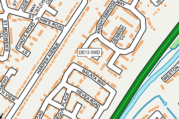 DE13 0WD map - OS OpenMap – Local (Ordnance Survey)