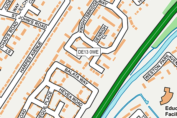 DE13 0WE map - OS OpenMap – Local (Ordnance Survey)