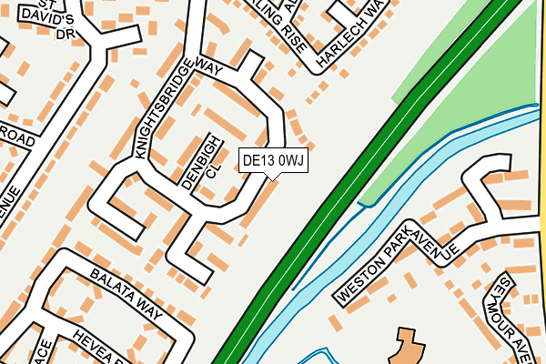 DE13 0WJ map - OS OpenMap – Local (Ordnance Survey)