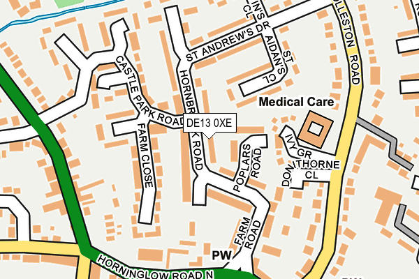 DE13 0XE map - OS OpenMap – Local (Ordnance Survey)
