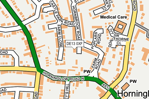 DE13 0XF map - OS OpenMap – Local (Ordnance Survey)