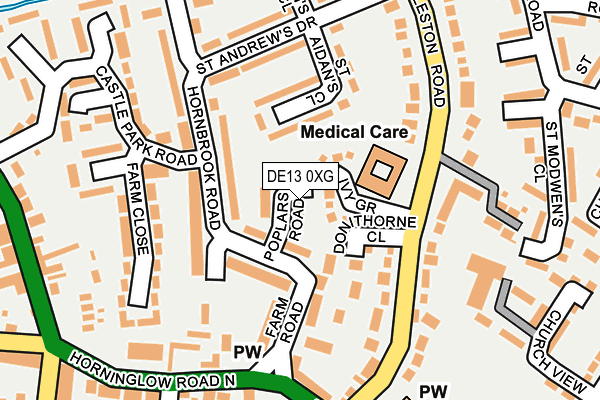 DE13 0XG map - OS OpenMap – Local (Ordnance Survey)