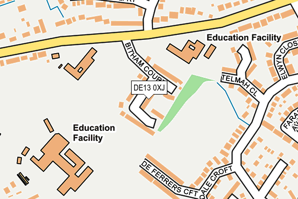 DE13 0XJ map - OS OpenMap – Local (Ordnance Survey)