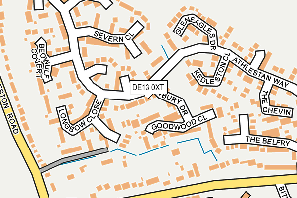 DE13 0XT map - OS OpenMap – Local (Ordnance Survey)