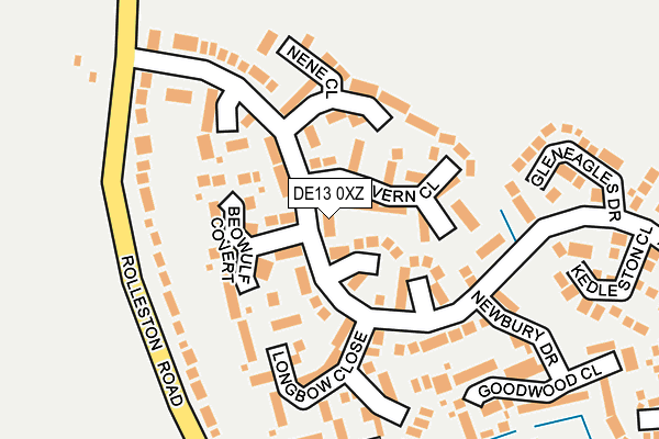 DE13 0XZ map - OS OpenMap – Local (Ordnance Survey)